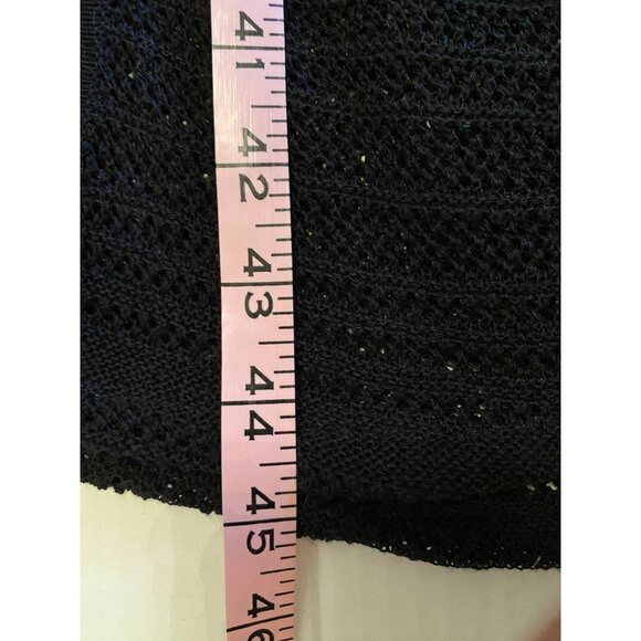 August Silk Womens Open Front Knit Cardigan L Black Lightweight Witchy Goth Swim - Picture 5 of 8